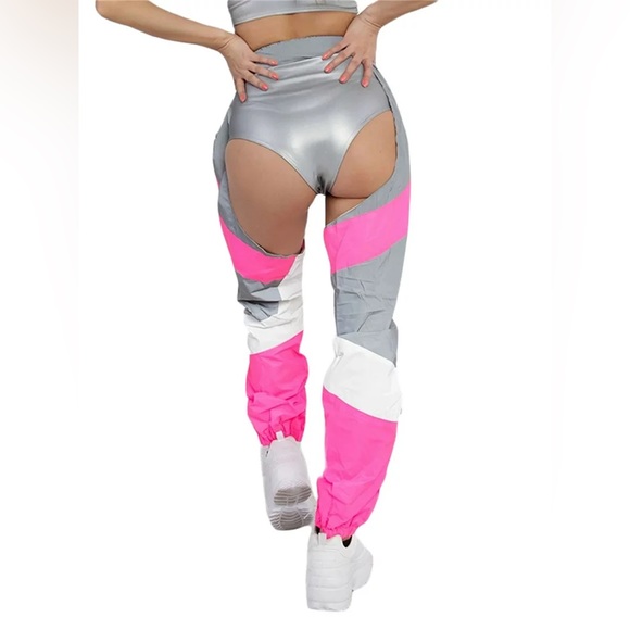 SOLD on Depop - iHeartRaves Now You See Me Pink Reflective Chaps - Picture 8 of 8